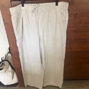 Old Navy Cream Drawstring Linen-Blend Pants